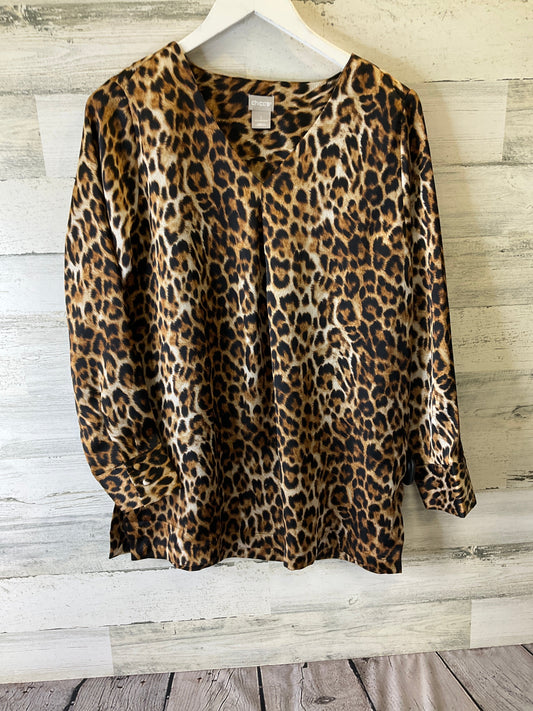 Blouse Long Sleeve By Chicos In Animal Print, Size: M