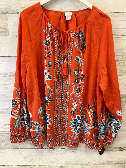 Top Long Sleeve By Chicos In Orange, Size: Xl