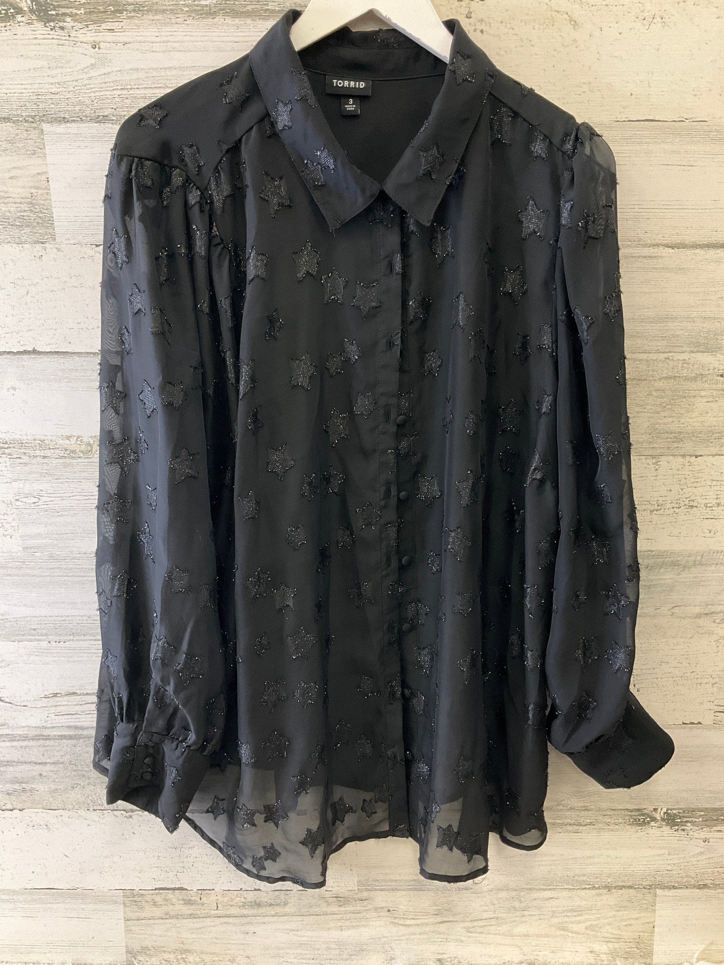 Blouse Long Sleeve By Torrid In Black, Size: 3x