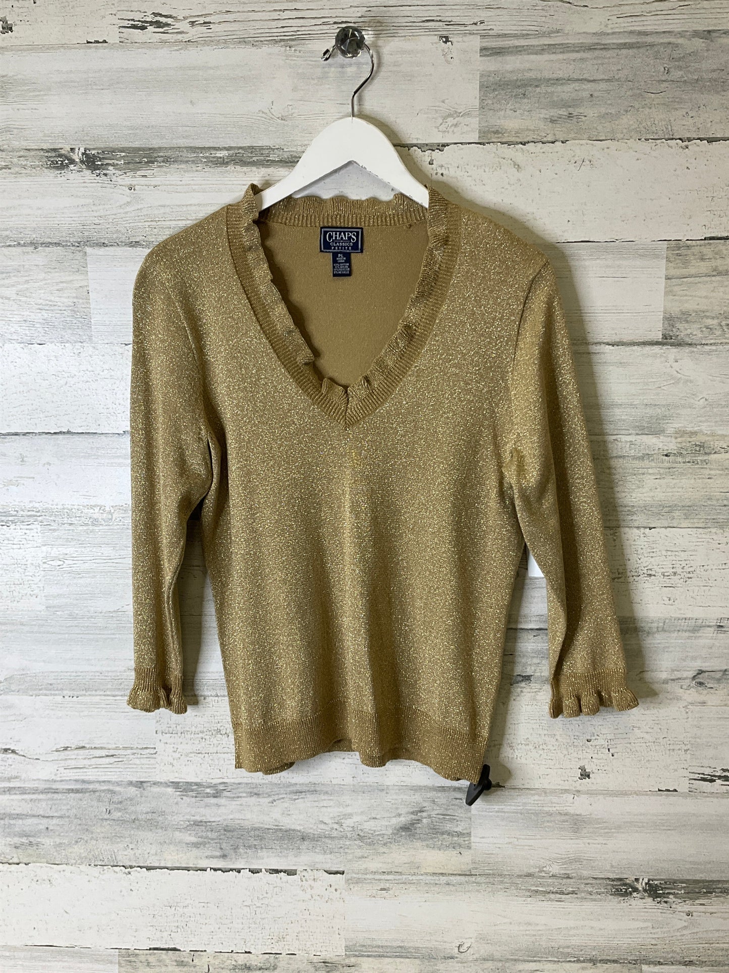 Top Long Sleeve By Chaps In Gold, Size: L