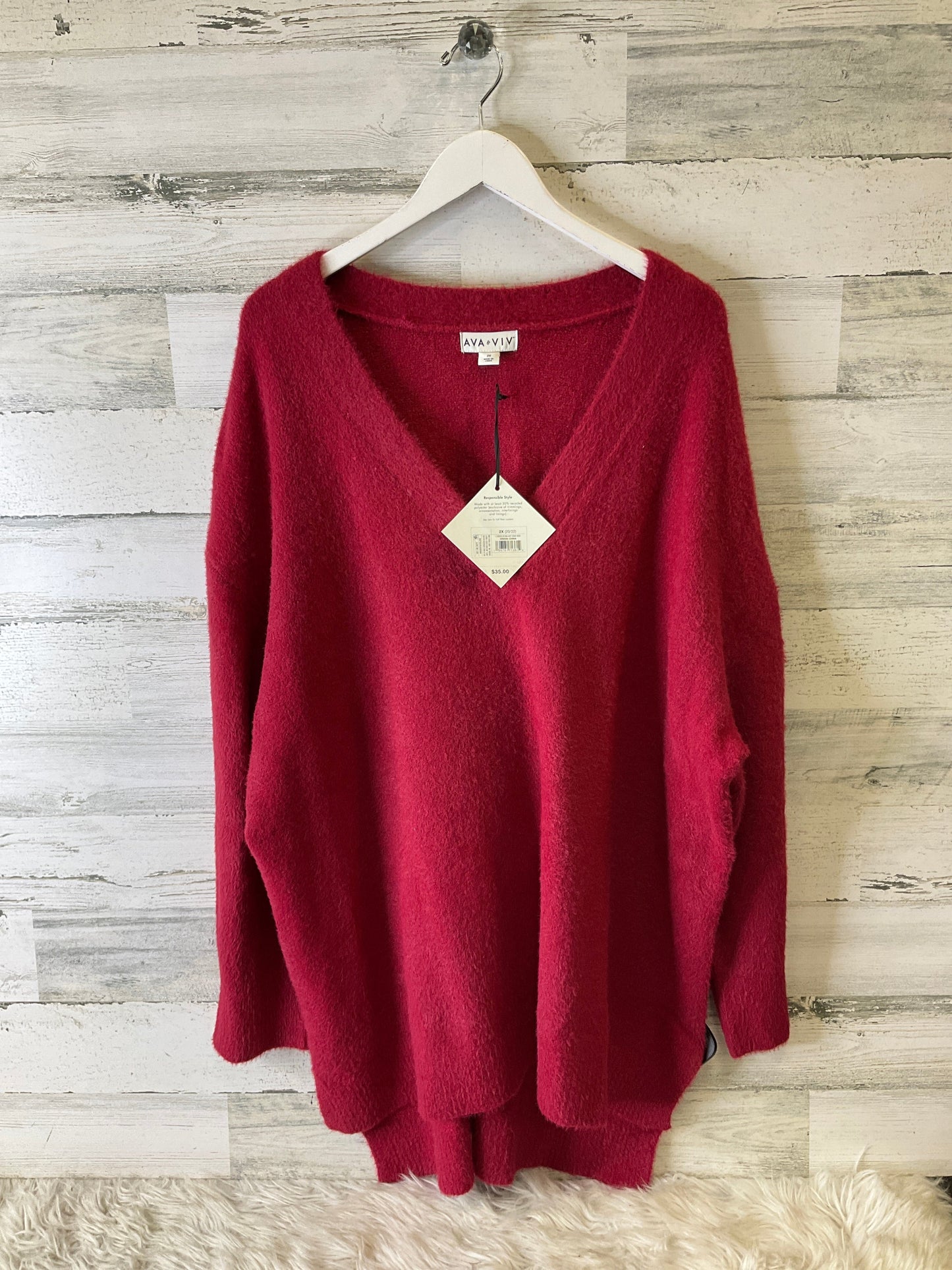 Sweater By Ava & Viv In Red, Size: 2x