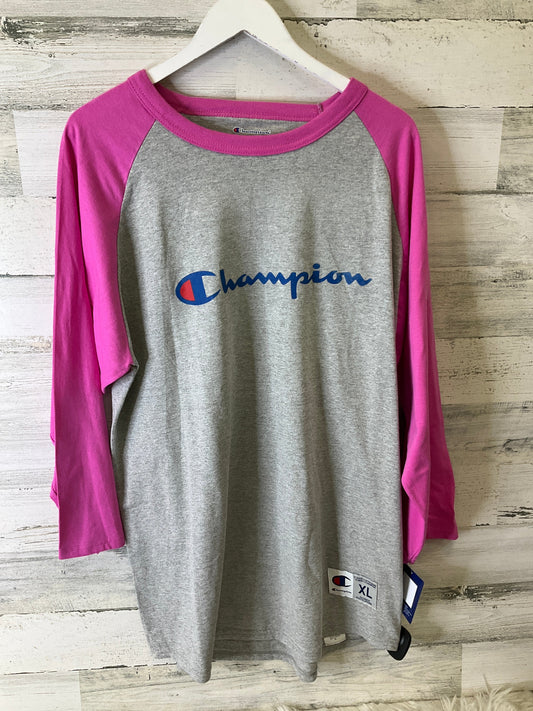 Top 3/4 Sleeve By Champion In Pink, Size: Xl