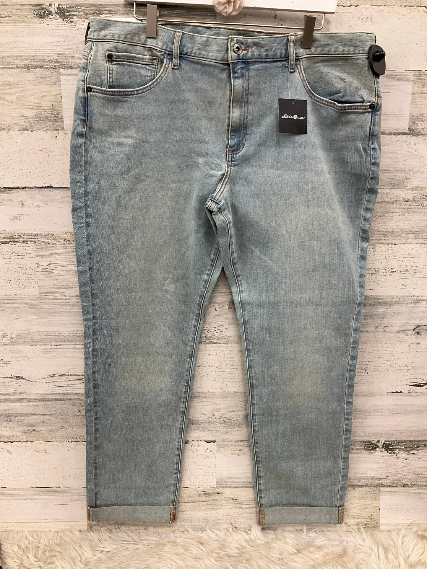 Jeans Straight By Eddie Bauer In Blue Denim, Size: 16