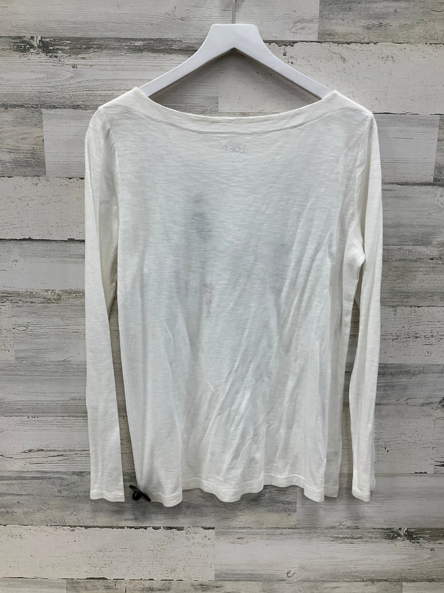 Top Long Sleeve By Loft In White, Size: L