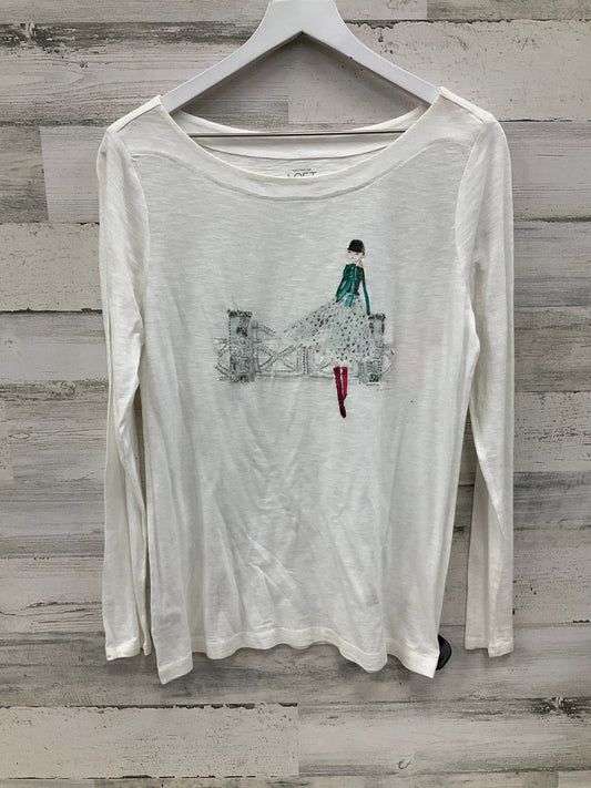 Top Long Sleeve By Loft In White, Size: L