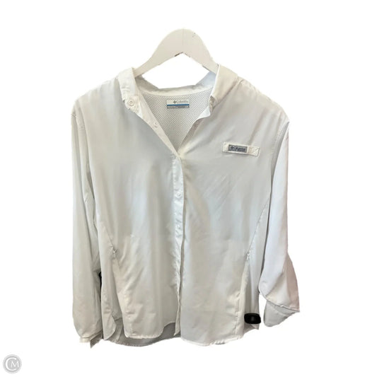 Athletic Top Long Sleeve Collar By Columbia In White, Size: L