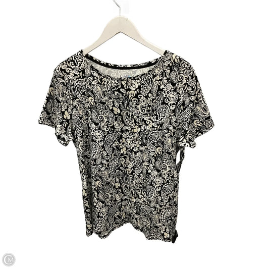 Top Short Sleeve By Croft And Barrow In Black & Cream, Size: L