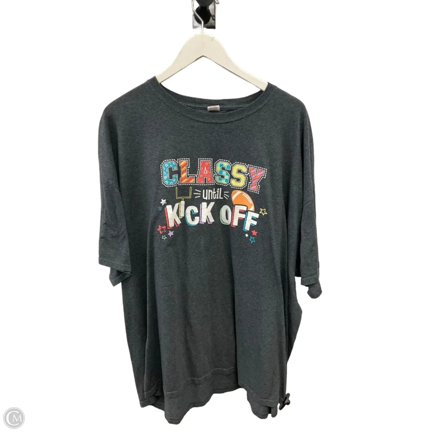Top Short Sleeve By Fruit Of The Loom In Grey, Size: 3x