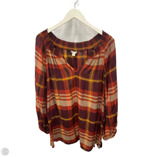Top Long Sleeve By Cato In Orange & Purple, Size: 3x