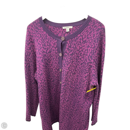 Sweater Cardigan By Isaac Mizrahi Live Qvc In Purple, Size: 2x