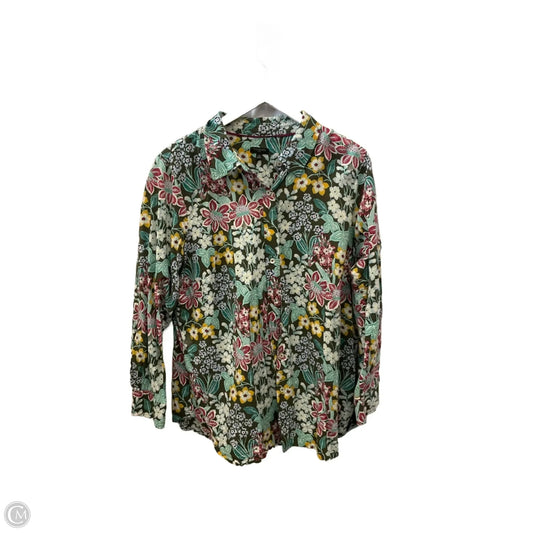 Top Long Sleeve By Talbots In Green, Size: 1x