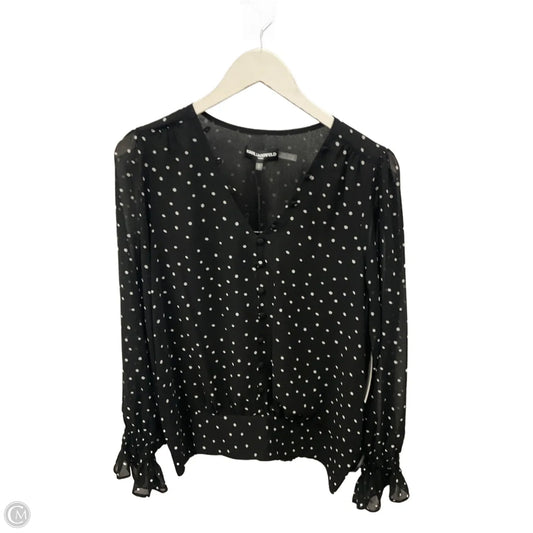 Top Long Sleeve Designer By Karl Lagerfeld In Polkadot Pattern, Size: M