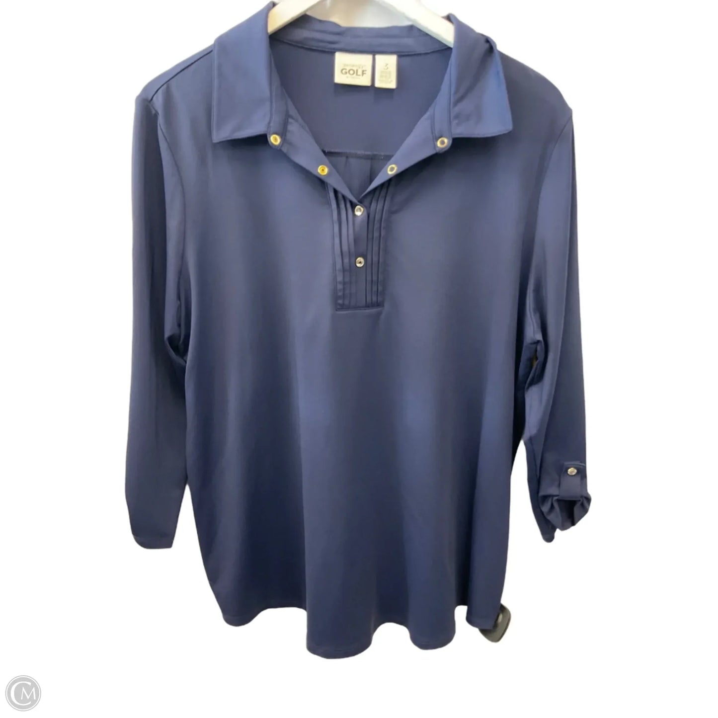 Top 3/4 Sleeve By Zenergy By Chicos In Navy, Size: Xl