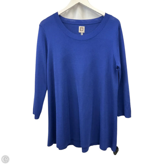 Tunic 3/4 Sleeve By Anne Klein In Blue, Size: Xl