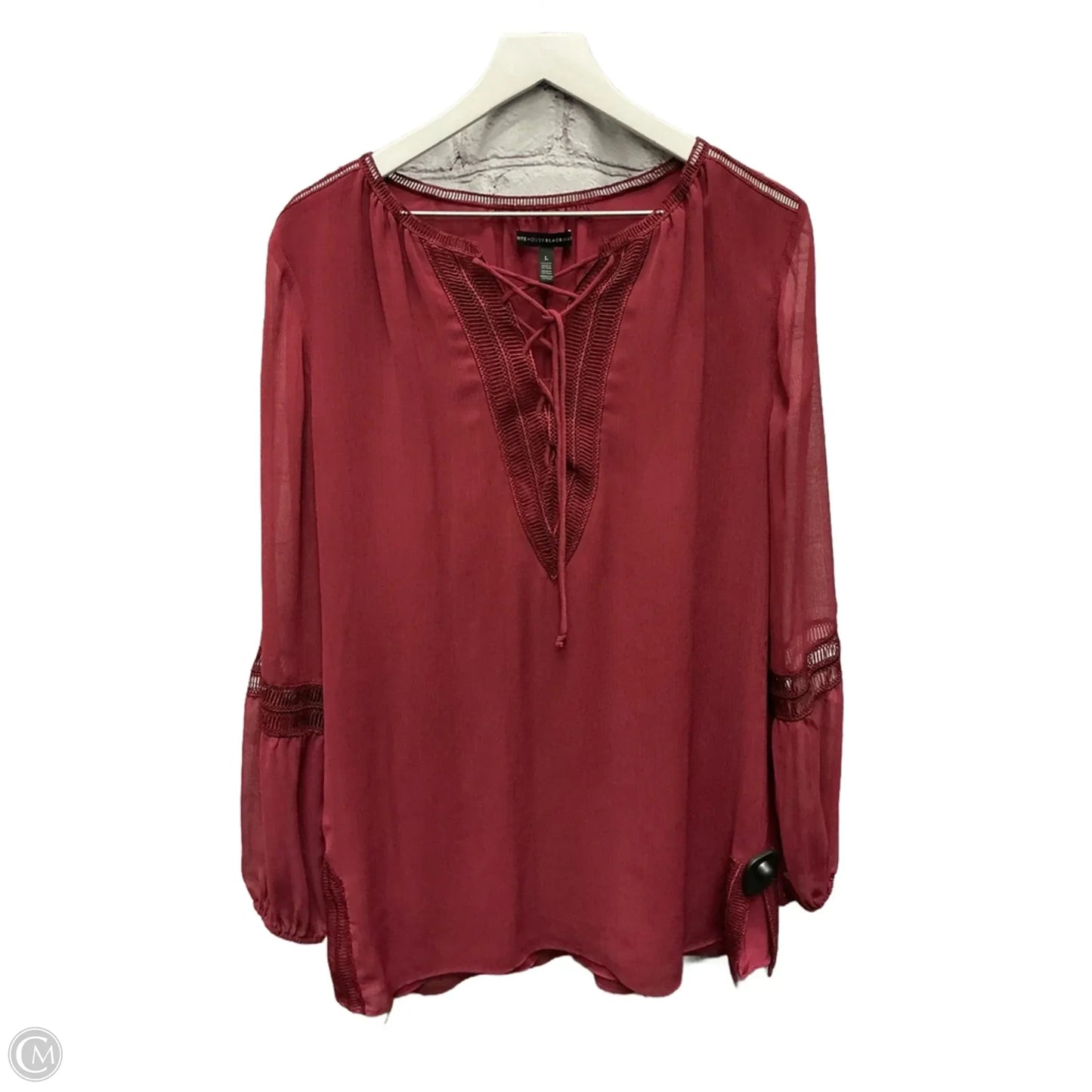 Tunic Long Sleeve By White House Black Market In Red, Size: L