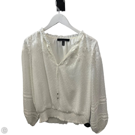 Top Long Sleeve By White House Black Market In White, Size: M