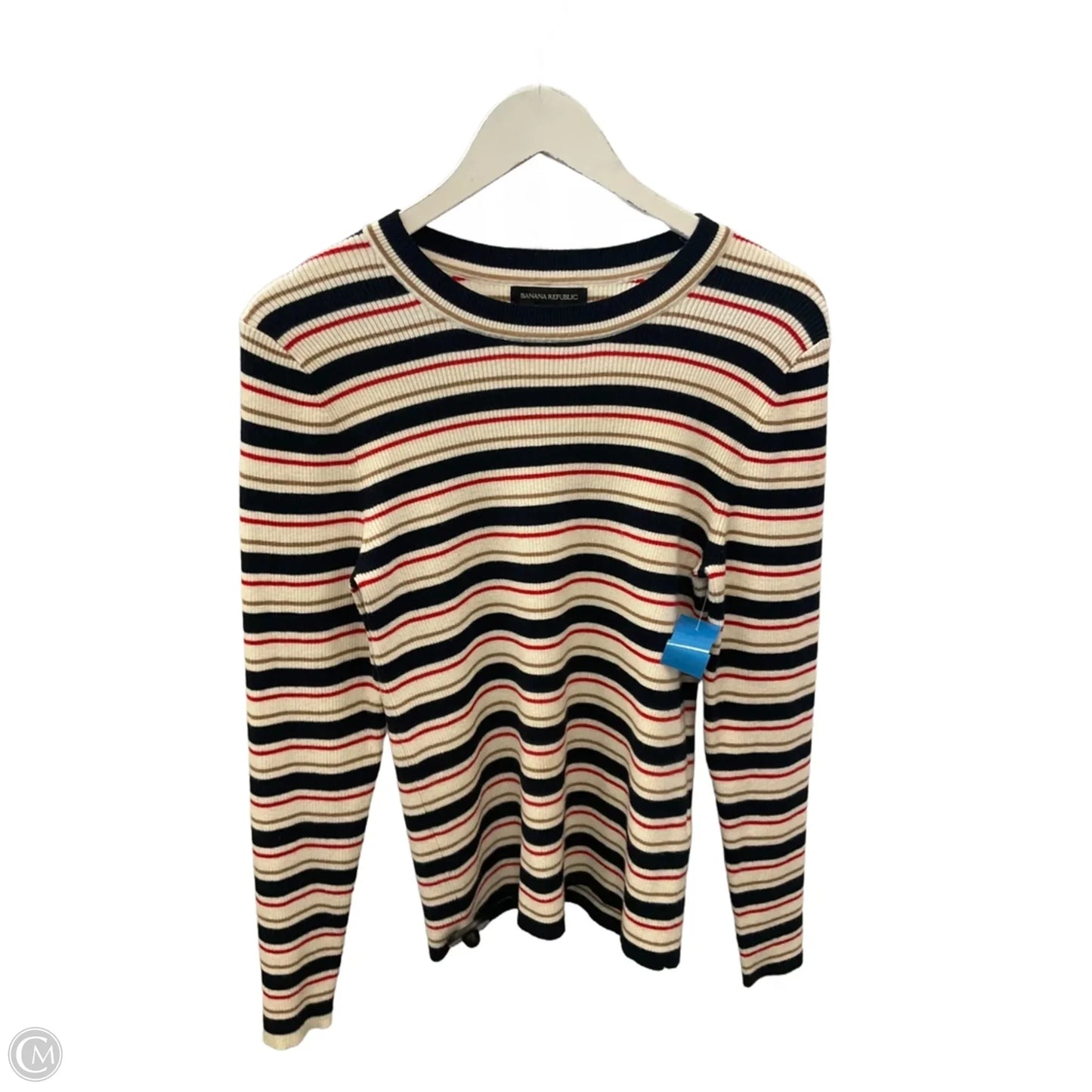 Top Long Sleeve By Banana Republic In Striped Pattern, Size: L