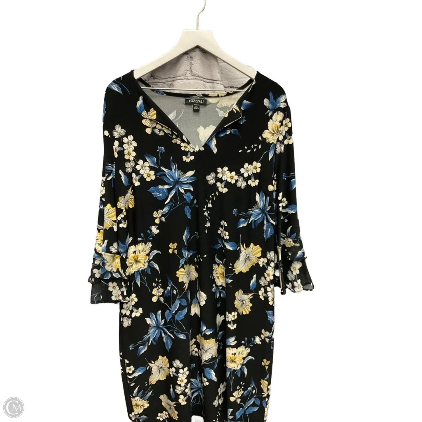 Dress Casual Midi By Roz And Ali In Black & Blue, Size: 1x