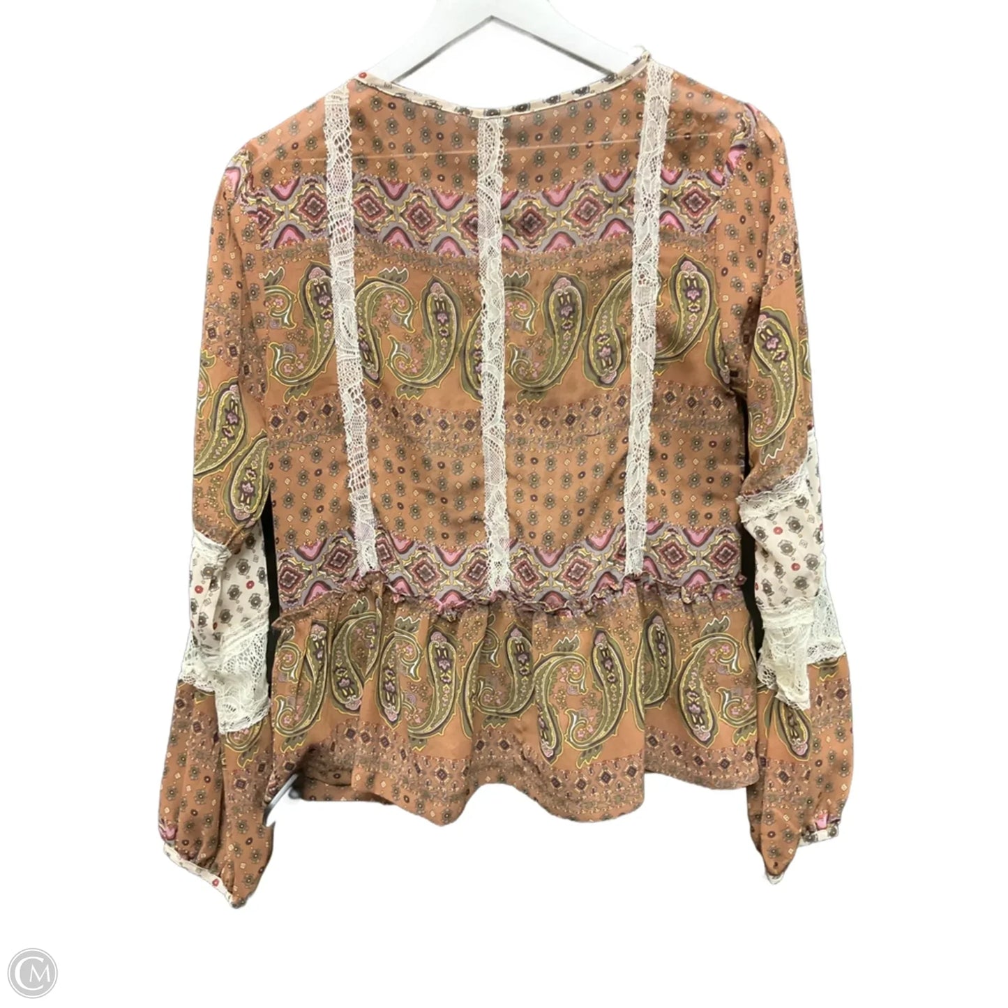 Top Long Sleeve By Bke In Brown, Size: Xs