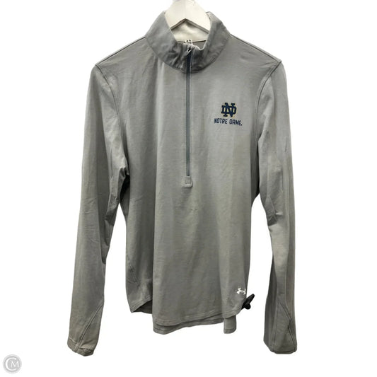Athletic Top Long Sleeve Collar By Under Armour In Grey, Size: L