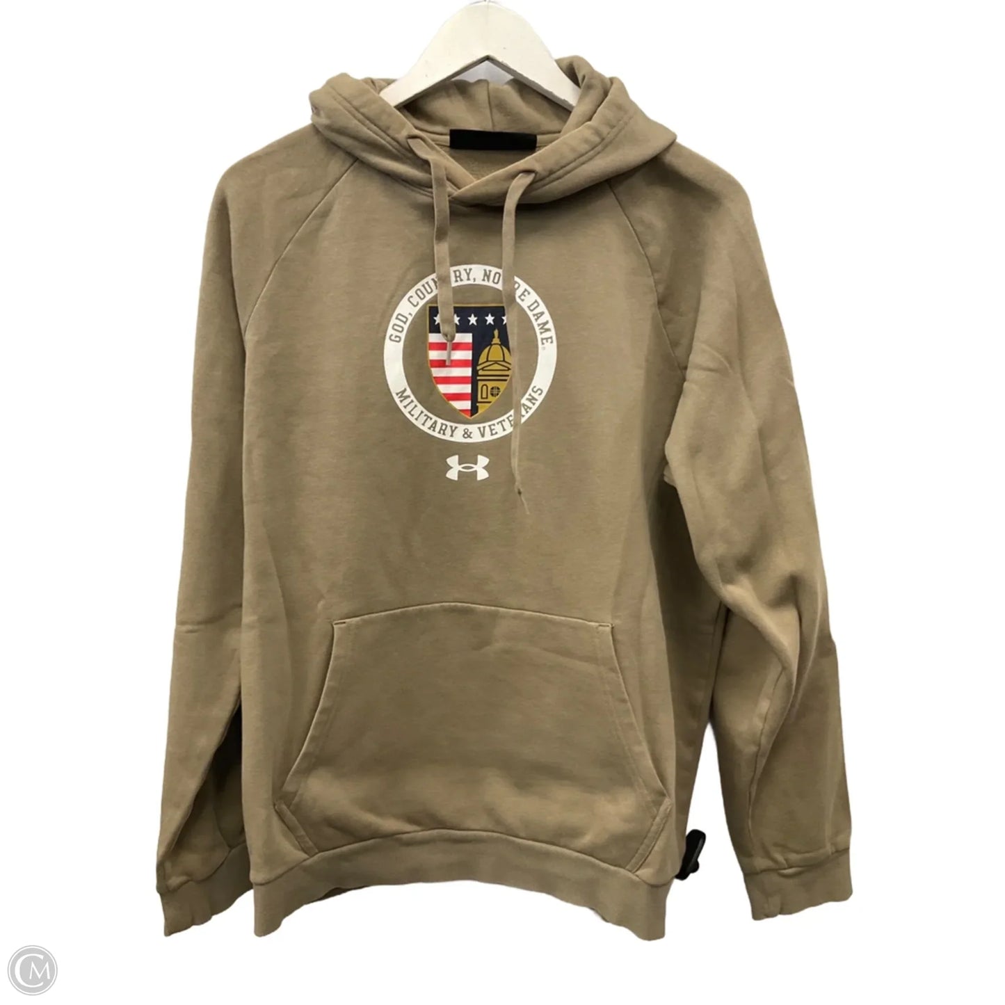 Athletic Sweatshirt Hoodie By Under Armour In Beige, Size: M