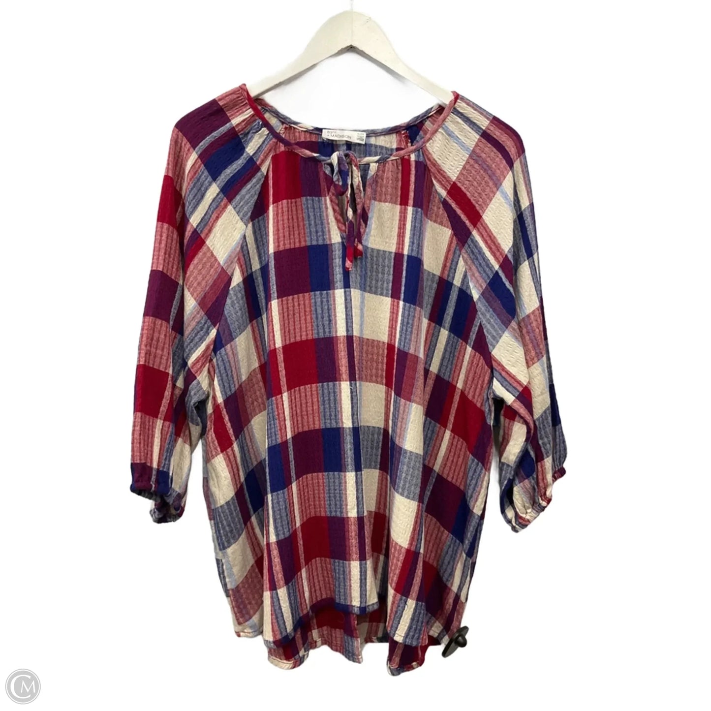 Top 3/4 Sleeve By 89th And Madison In Blue & Red & White, Size: Xl