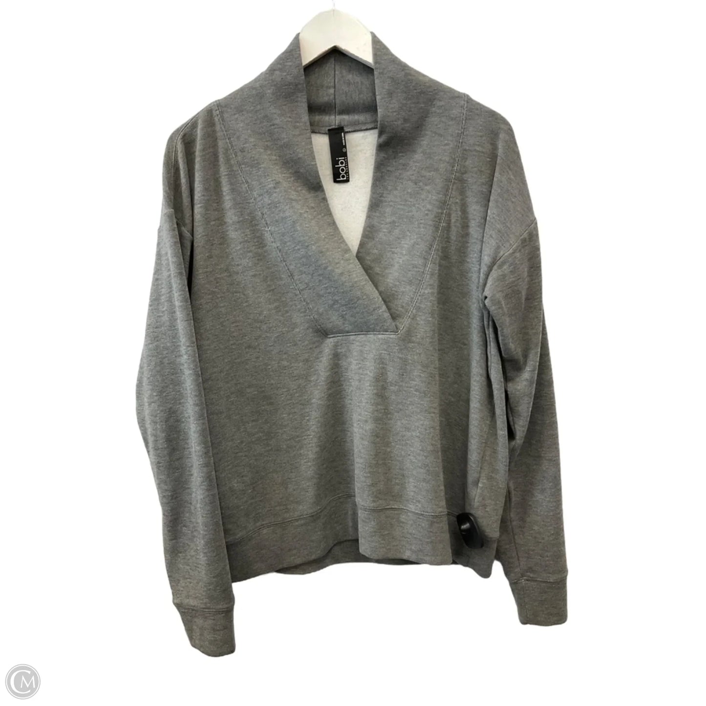 Top Long Sleeve By Bobi In Grey, Size: L