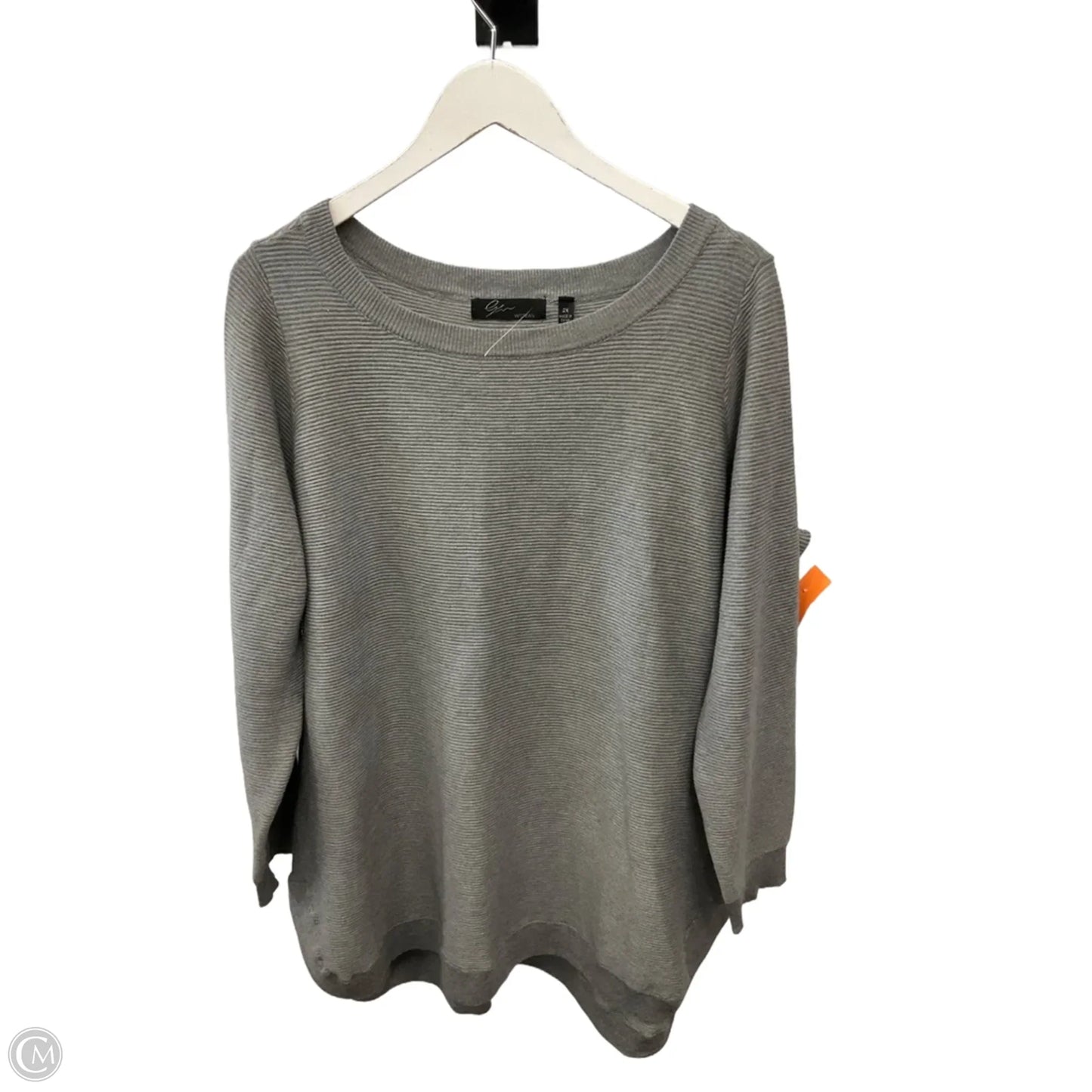 Top Long Sleeve By Cme In Grey, Size: 2x