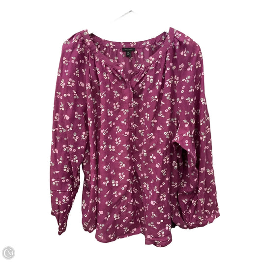 Top Long Sleeve By Ann Taylor In Purple, Size: Xxl