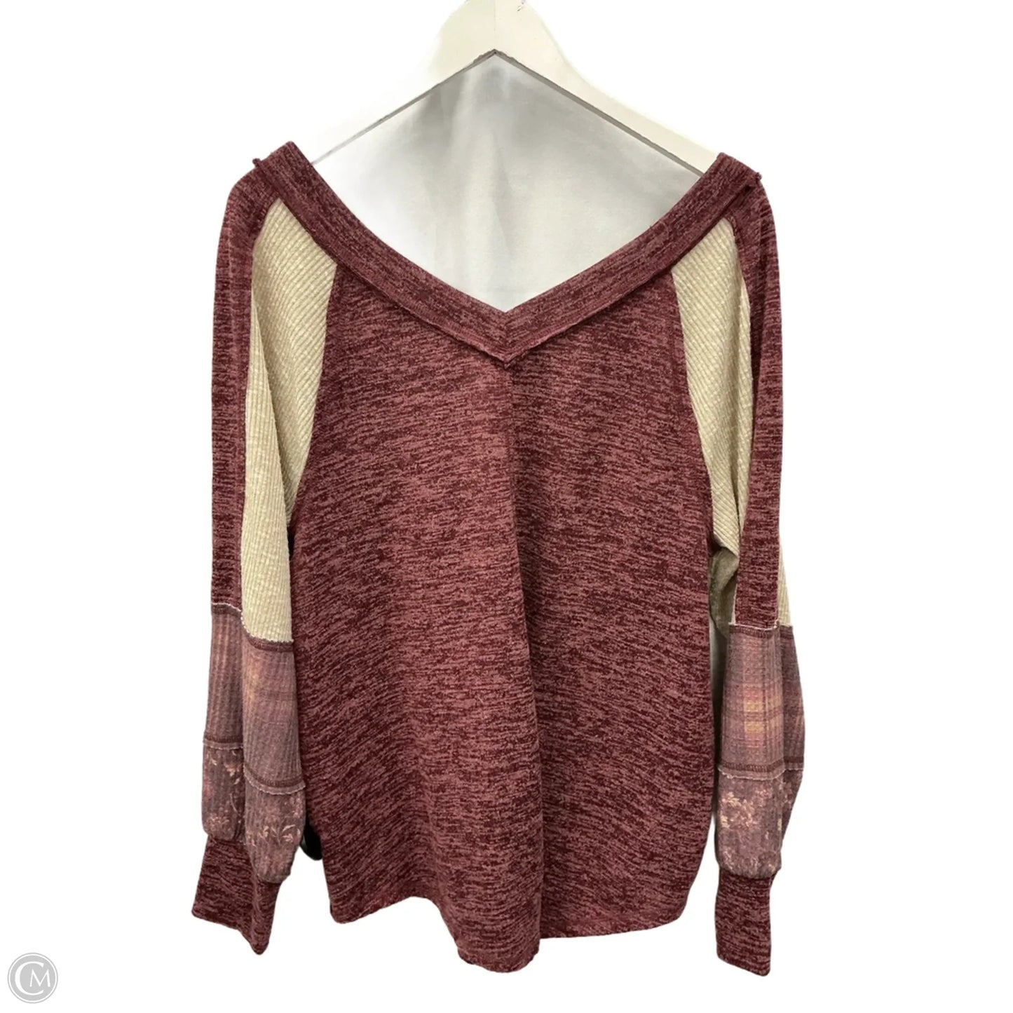 Top Long Sleeve By Cato In Maroon, Size: L
