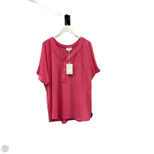 Top Short Sleeve By Andree By Unit In Pink, Size: 2x