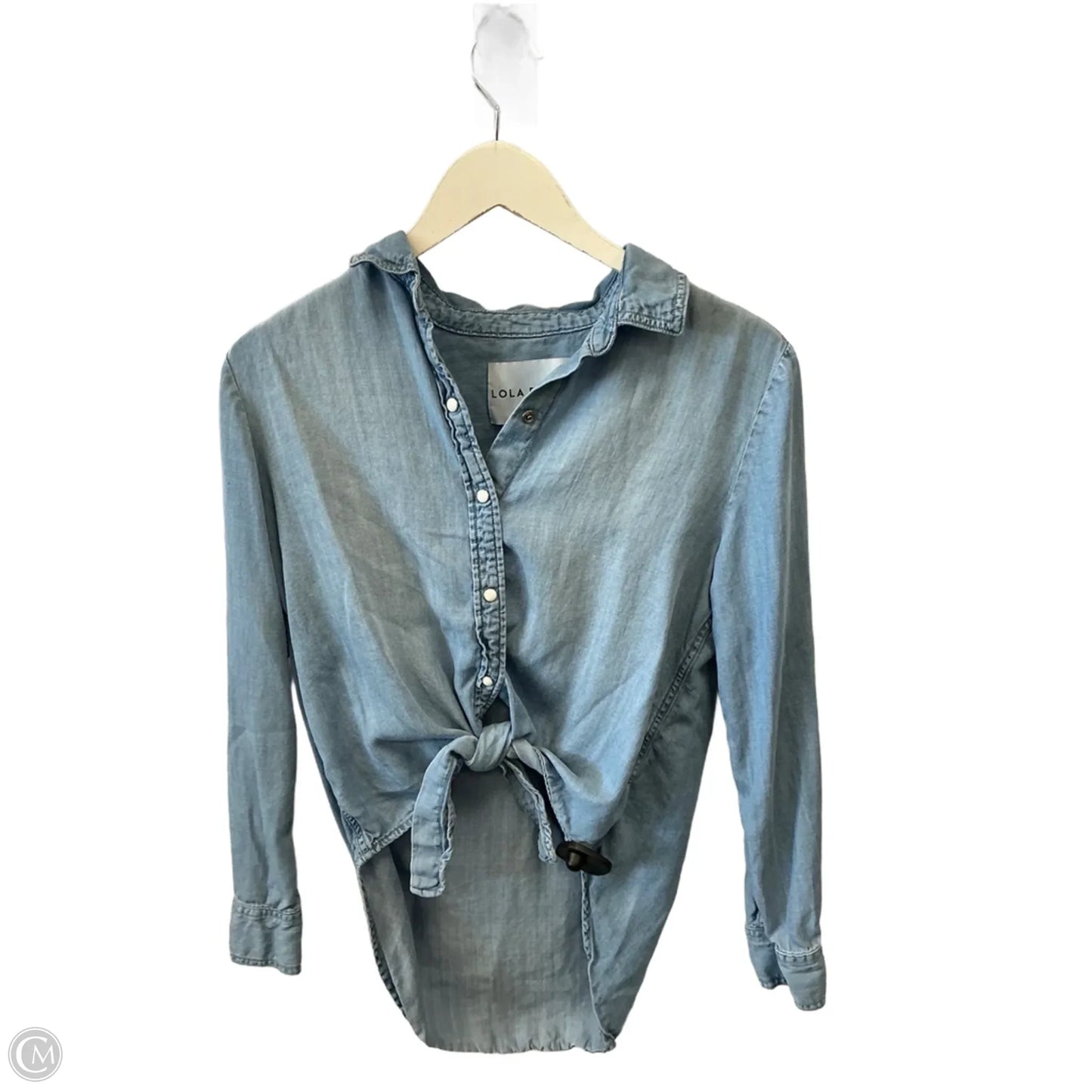 Top Long Sleeve By Lola River In Blue Denim, Size: S