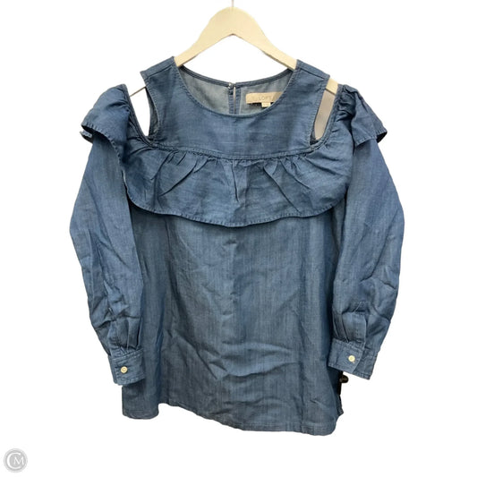 Top Long Sleeve By Loft In Blue Denim, Size: S