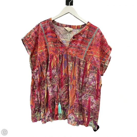 Top Short Sleeve By Savanna Jane In Pink & Purple, Size: 2x