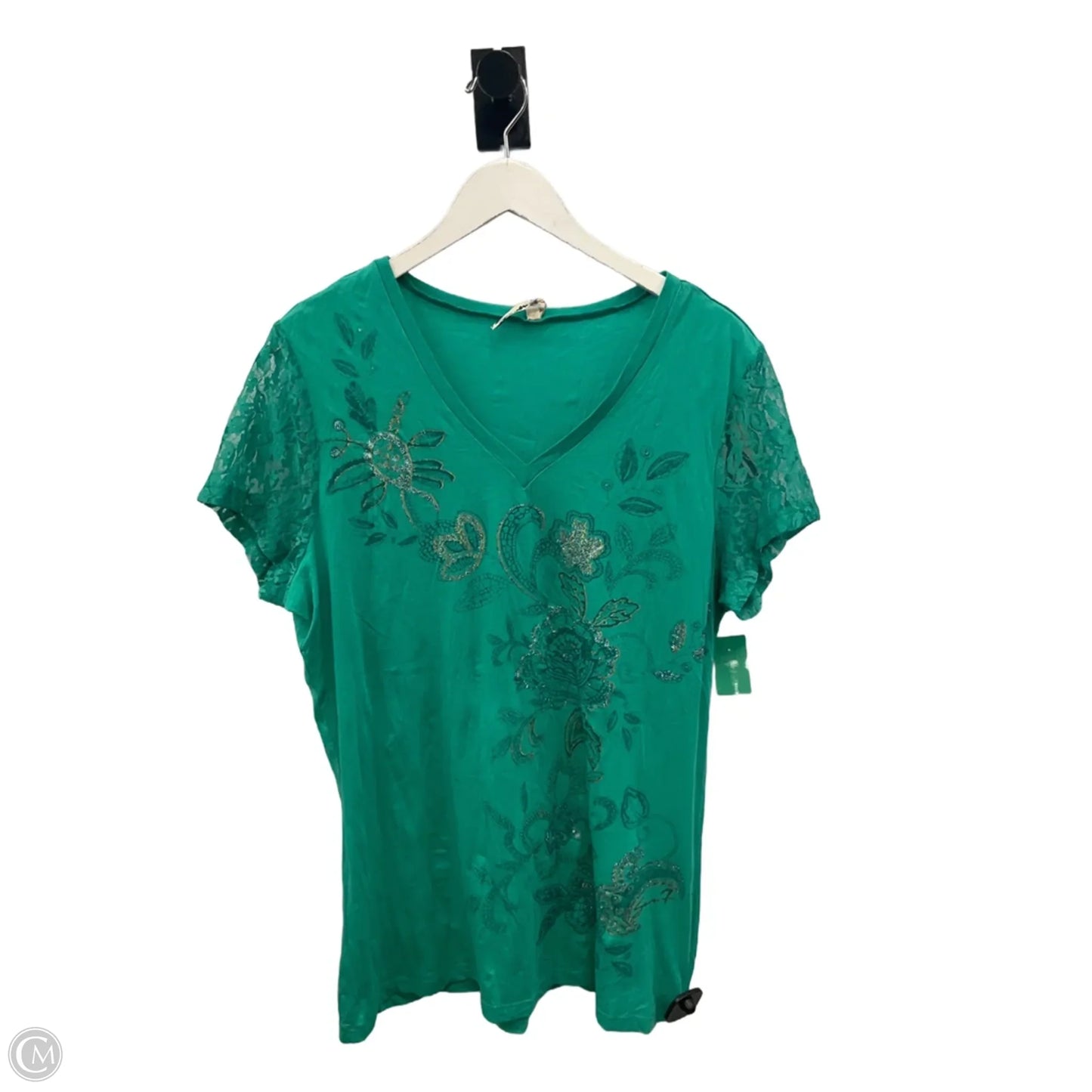 Top Short Sleeve By Seven 7 In Green, Size: Xl