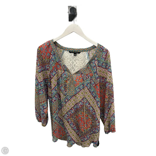 Top 3/4 Sleeve By Zac And Rachel In Multi-colored, Size: L