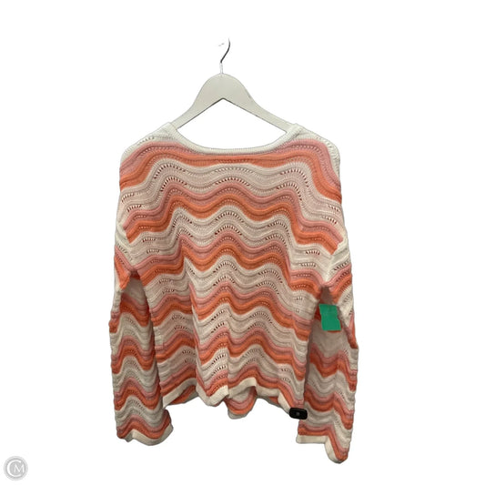 Top Long Sleeve By Shein In Orange & White, Size: L