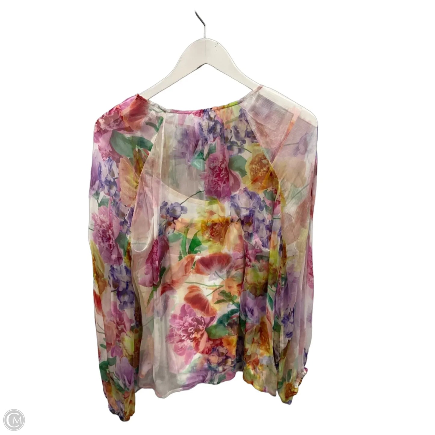 Top 2pc Long Sleeve By Johnny Was In Floral Print, Size: L