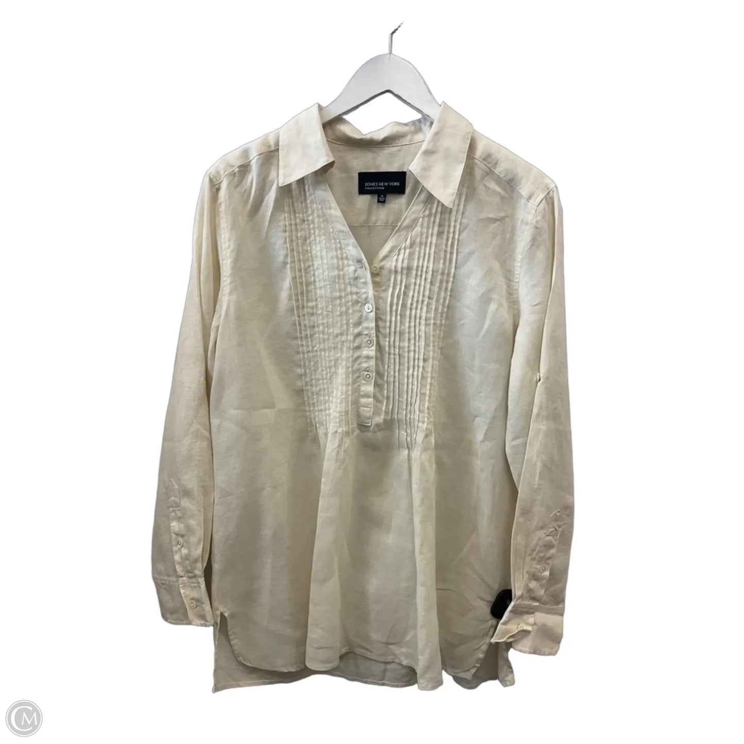Top Long Sleeve By Jones New York In Cream, Size: L