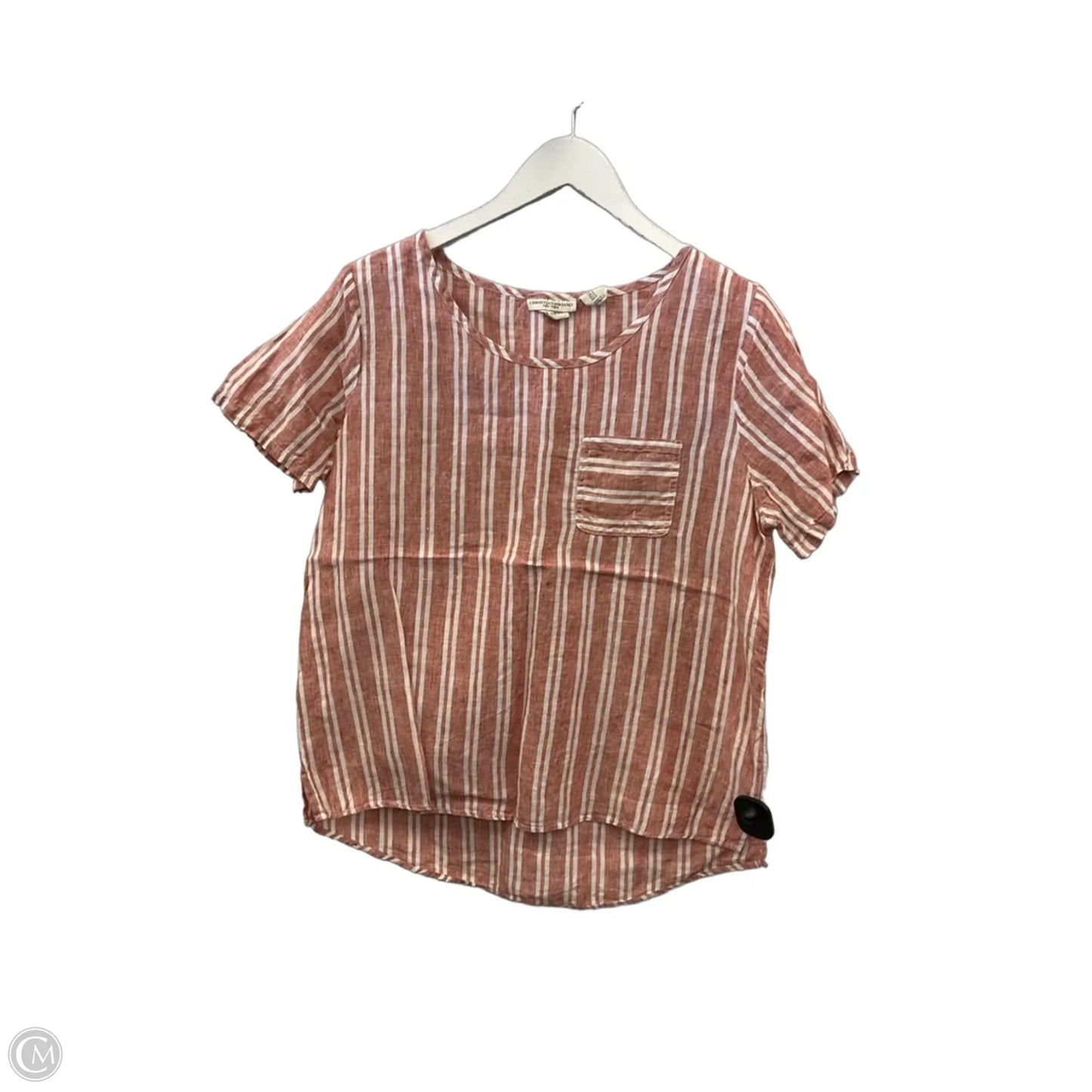 Top Short Sleeve By Christian Siriano In Silver & White, Size: S