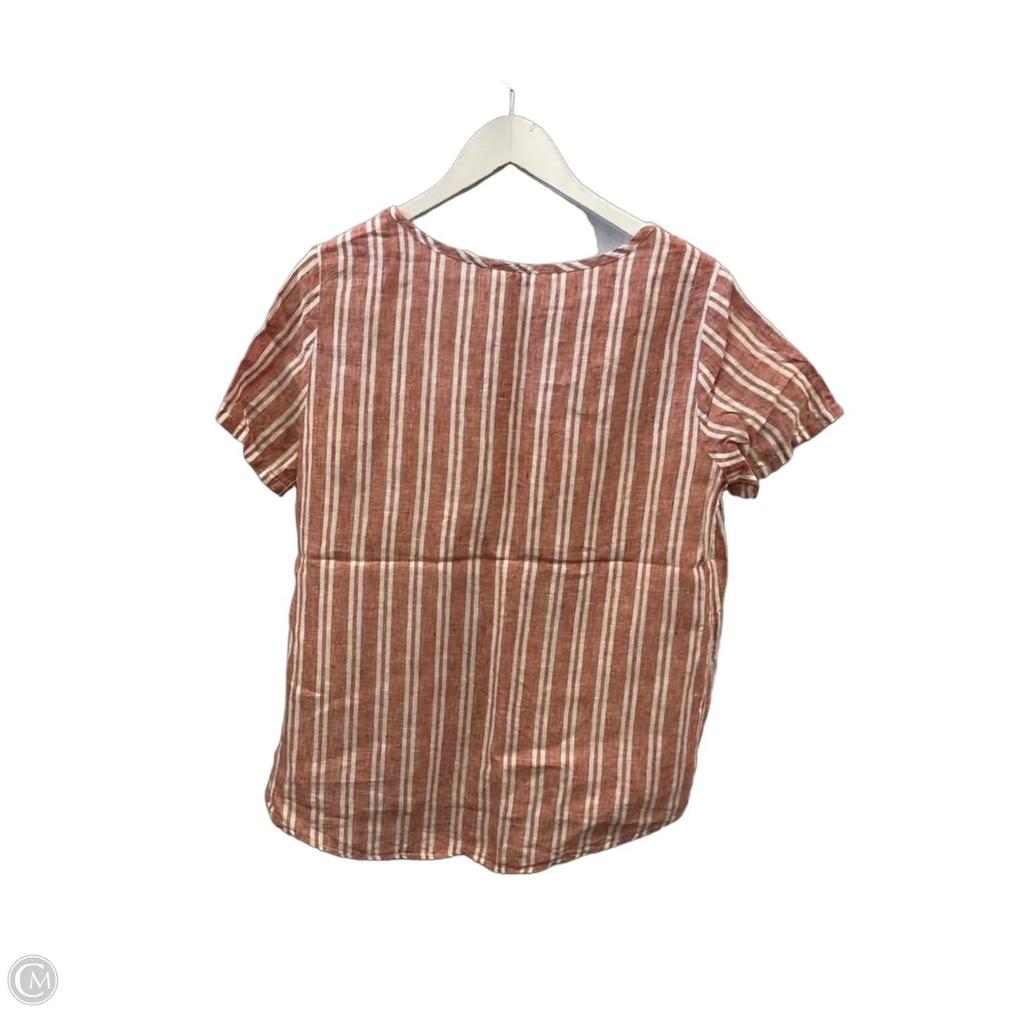 Top Short Sleeve By Christian Siriano In Silver & White, Size: S