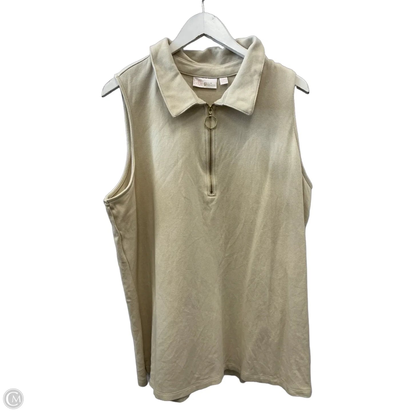 Top Sleeveless By Belle By Kim Gravel In Beige, Size: 2x