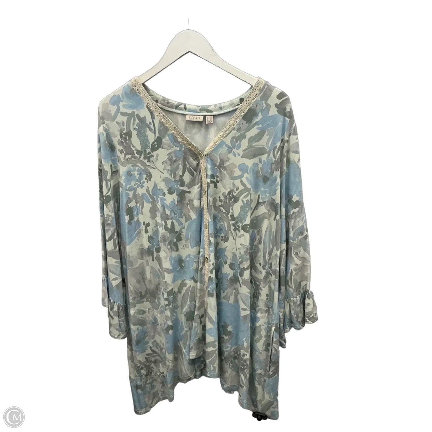 Top 3/4 Sleeve By Logo In Blue, Size: 2x