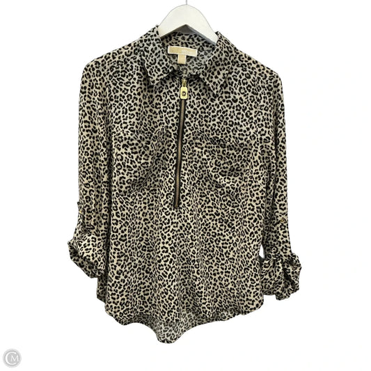 Top Long Sleeve By Michael By Michael Kors In Animal Print, Size: M