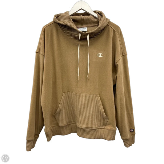 Sweatshirt Hoodie By Champion In Tan, Size: L