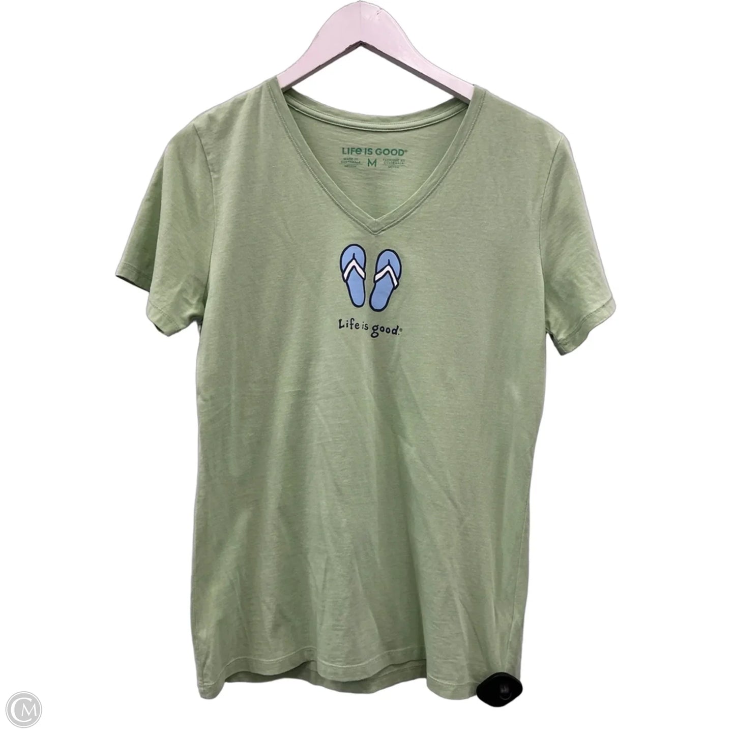Top Short Sleeve By Life Is Good In Green, Size: M