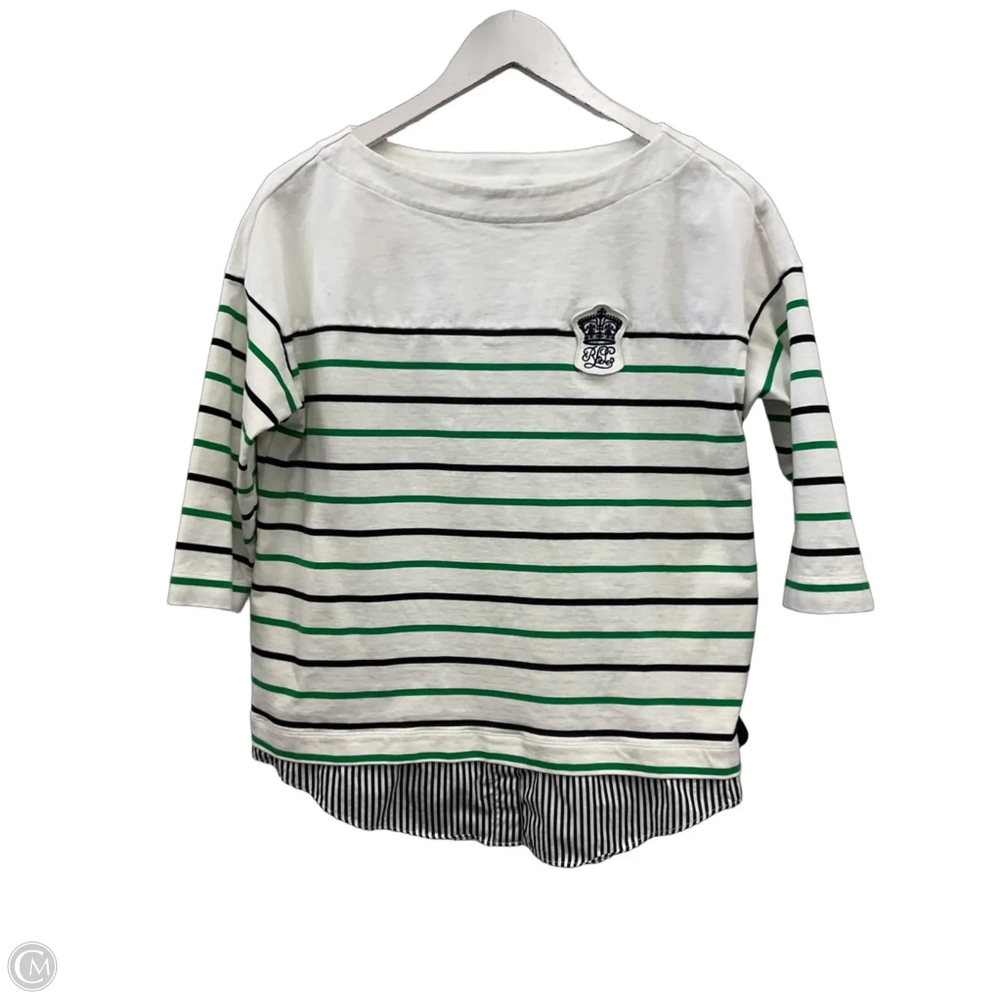 Top 3/4 Sleeve By Lauren By Ralph Lauren In Striped Pattern, Size: M