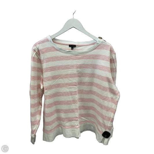 Top Long Sleeve By Talbots In Pink & White, Size: Xl