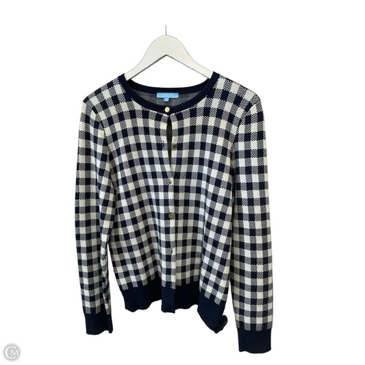 Sweater Cardigan By Draper James In Blue & White, Size: M