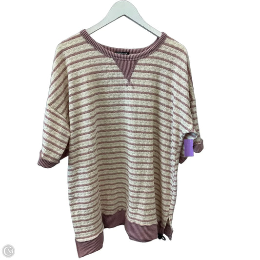 Top Short Sleeve By Heimish Usa In Cream & Purple, Size: 2x